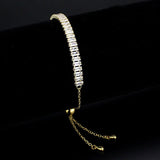 Alamode Gold Brass Bracelet with AAA Grade CZ in Clear - Alamode