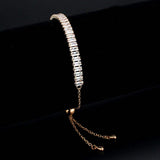 Alamode Rose Gold Brass Bracelet with AAA Grade CZ in Clear - Alamode - Flyclothing LLC