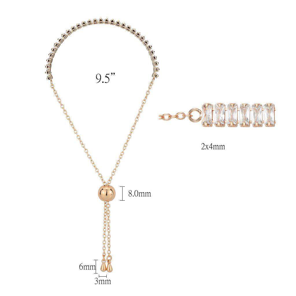 Alamode Rose Gold Brass Bracelet with AAA Grade CZ in Clear - Alamode - Flyclothing LLC
