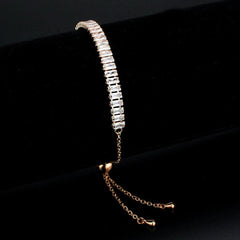 Alamode Rose Gold Brass Bracelet with AAA Grade CZ in Clear - Flyclothing LLC