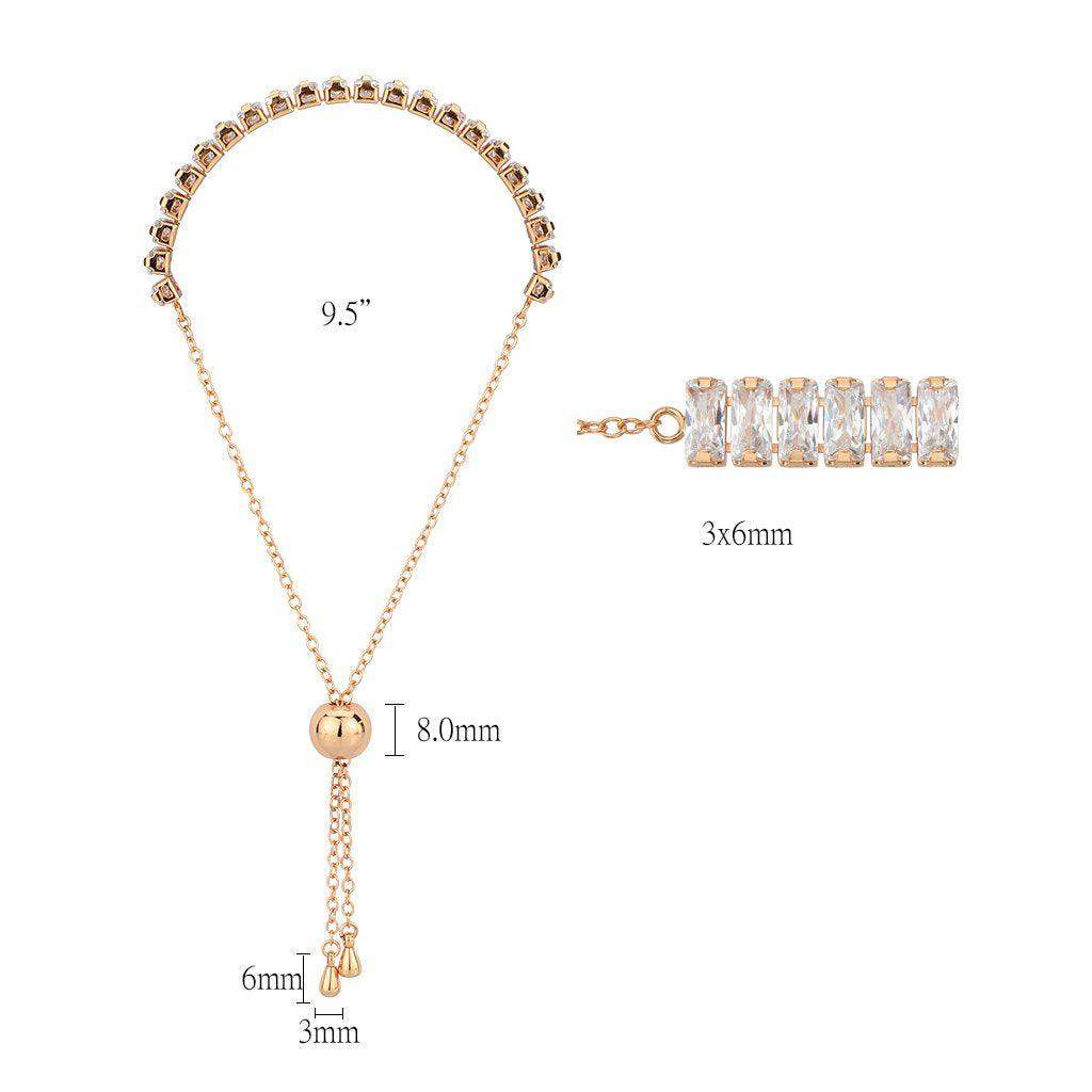 Alamode Rose Gold Brass Bracelet with AAA Grade CZ in Clear - Alamode - Flyclothing LLC