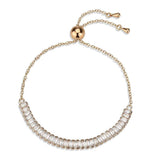 Alamode Rose Gold Brass Bracelet with AAA Grade CZ in Clear - Alamode - Flyclothing LLC