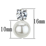 Alamode Rhodium Brass Earrings with Synthetic Pearl in White - Alamode - Flyclothing LLC
