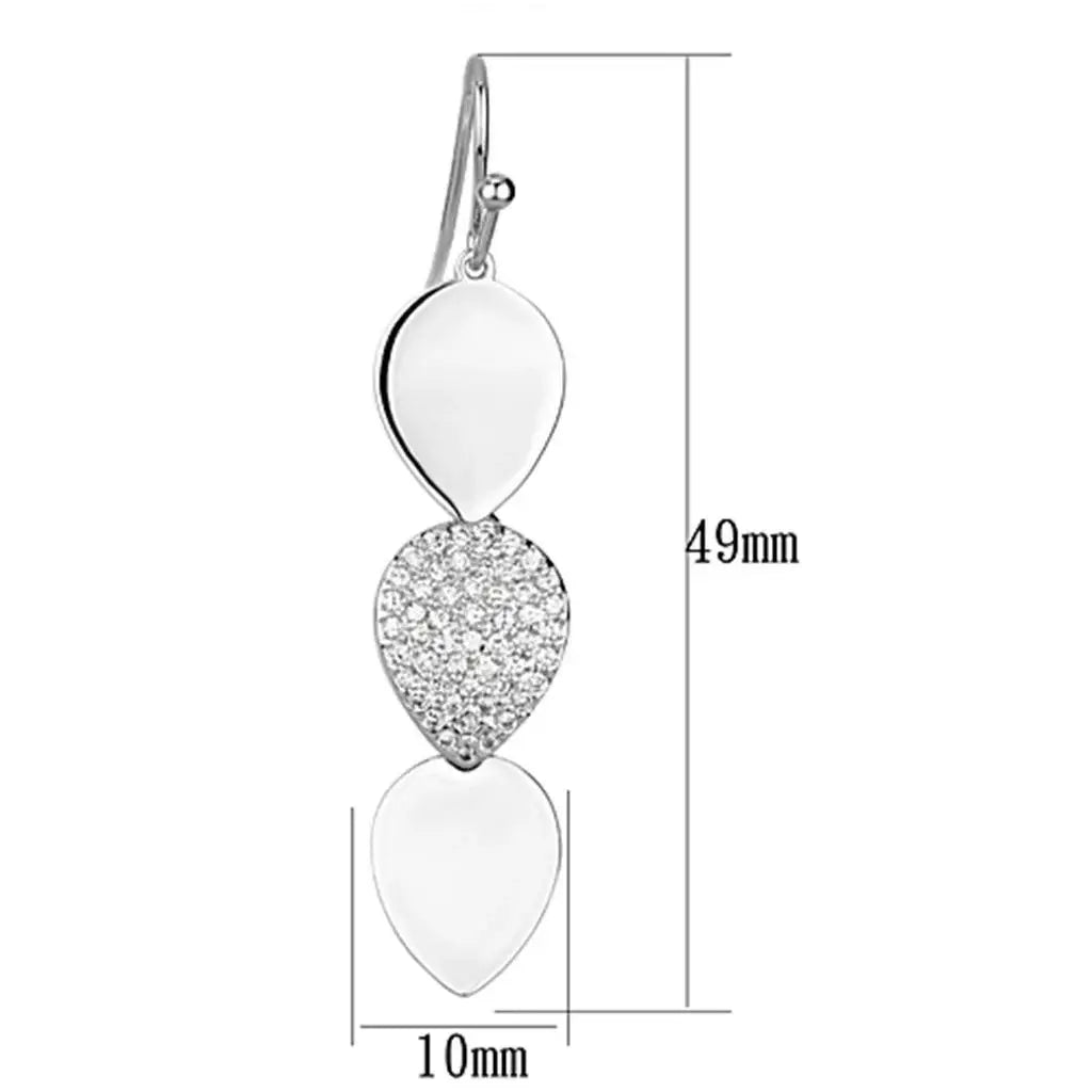 Alamode Rhodium Brass Earrings with AAA Grade CZ in Clear - Alamode - Flyclothing LLC