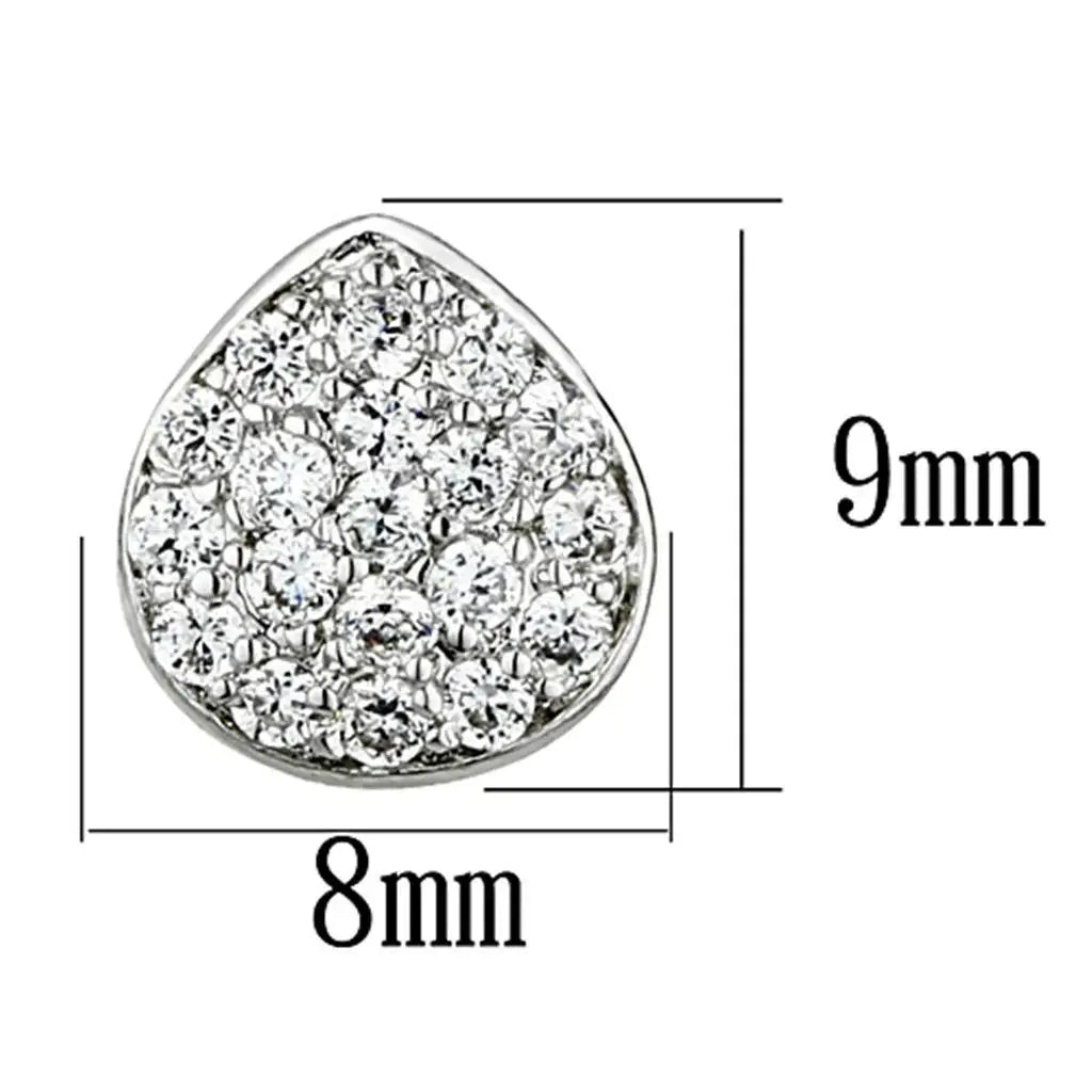 Alamode Rhodium Brass Earrings with AAA Grade CZ in Clear - Alamode - Flyclothing LLC