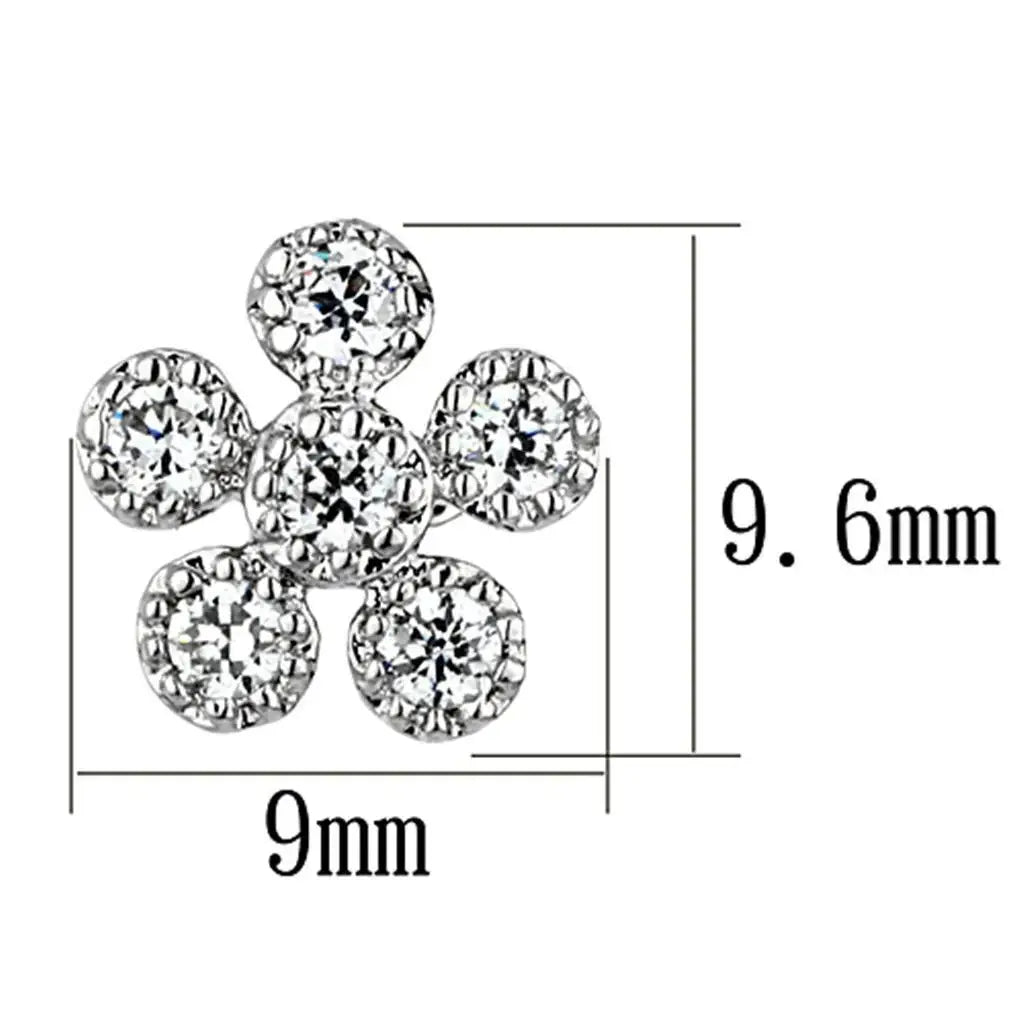 Alamode Rhodium Brass Earrings with AAA Grade CZ in Clear - Alamode - Flyclothing LLC