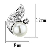 Alamode Rhodium Brass Earrings with Synthetic Pearl in White - Alamode