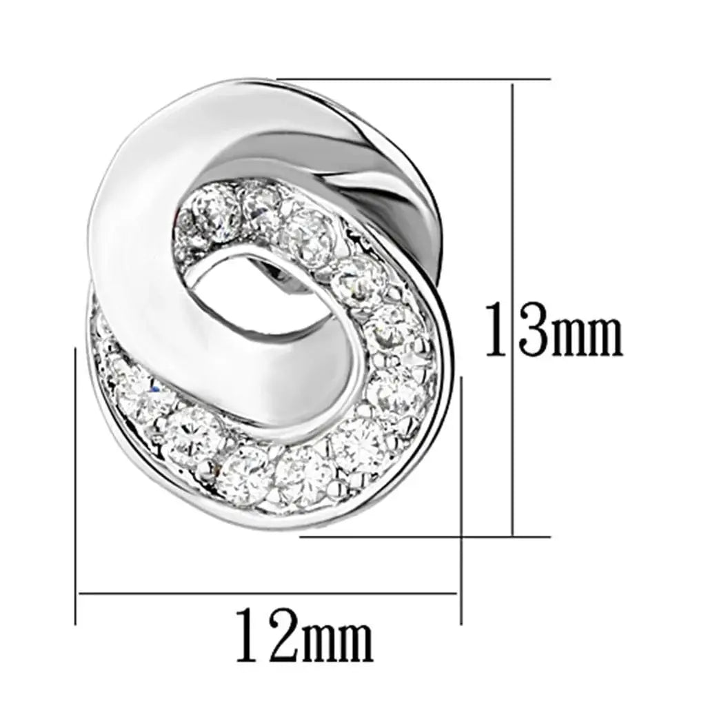 Alamode Rhodium Brass Earrings with AAA Grade CZ in Clear - Alamode - Flyclothing LLC