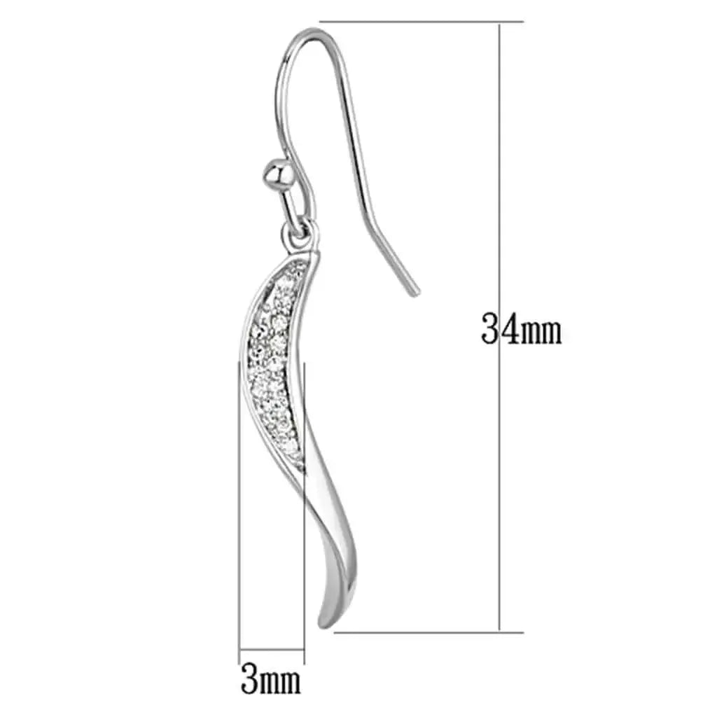 Alamode Rhodium Brass Earrings with AAA Grade CZ in Clear - Alamode - Flyclothing LLC