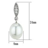 Alamode Rhodium Brass Earrings with Synthetic Pearl in White - Alamode - Flyclothing LLC