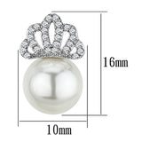 Alamode Rhodium Brass Earrings with Synthetic Pearl in White - Alamode