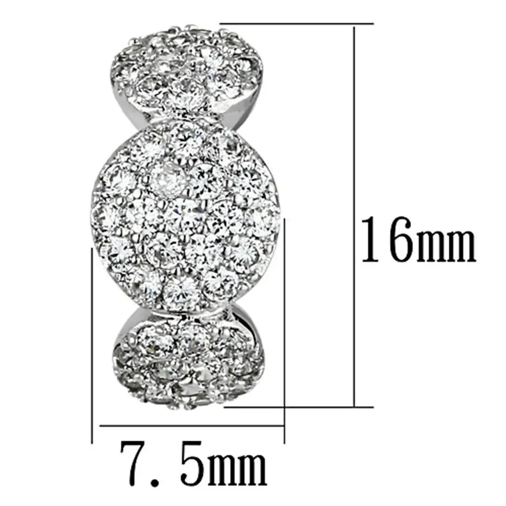 Alamode Rhodium Brass Earrings with AAA Grade CZ in Clear - Alamode - Flyclothing LLC