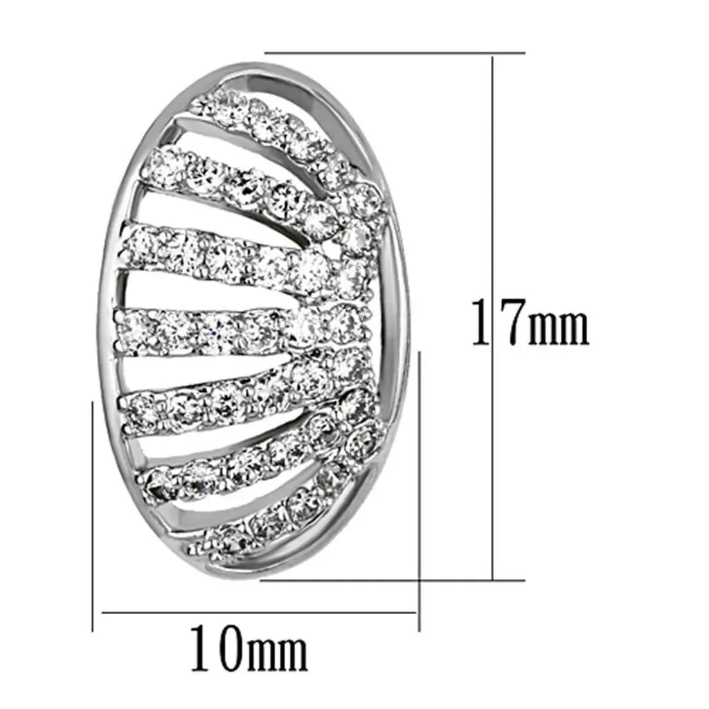 Alamode Rhodium Brass Earrings with AAA Grade CZ in Clear - Alamode - Flyclothing LLC