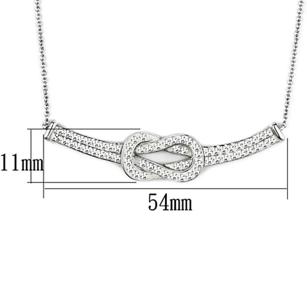 Alamode Rhodium Brass Necklace with Top Grade Crystal in Clear - Alamode - Flyclothing LLC