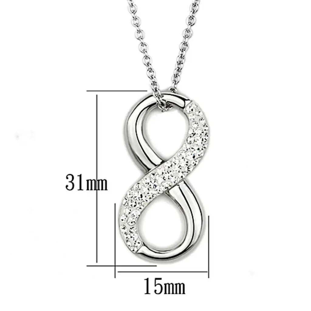 Alamode Rhodium Brass Necklace with Top Grade Crystal in Clear - Alamode - Flyclothing LLC