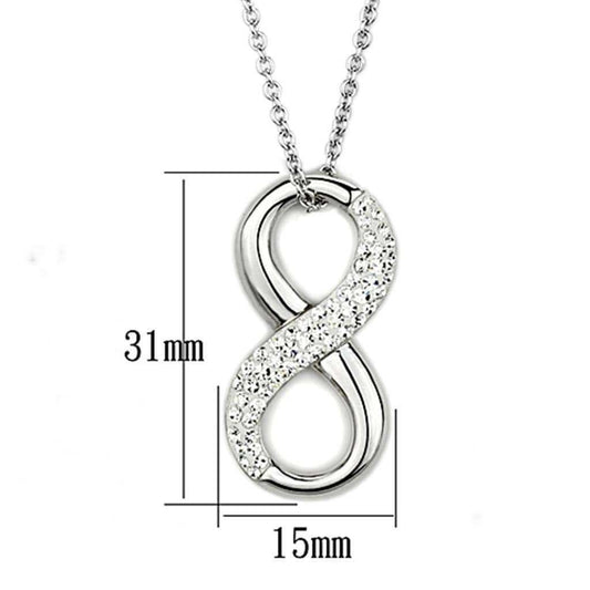 Alamode Rhodium Brass Necklace with Top Grade Crystal in Clear - Alamode - Flyclothing LLC