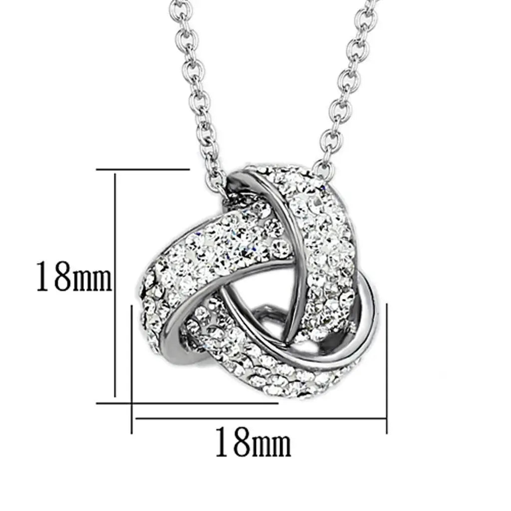 Alamode Rhodium Brass Necklace with Top Grade Crystal in Clear - Alamode - Flyclothing LLC