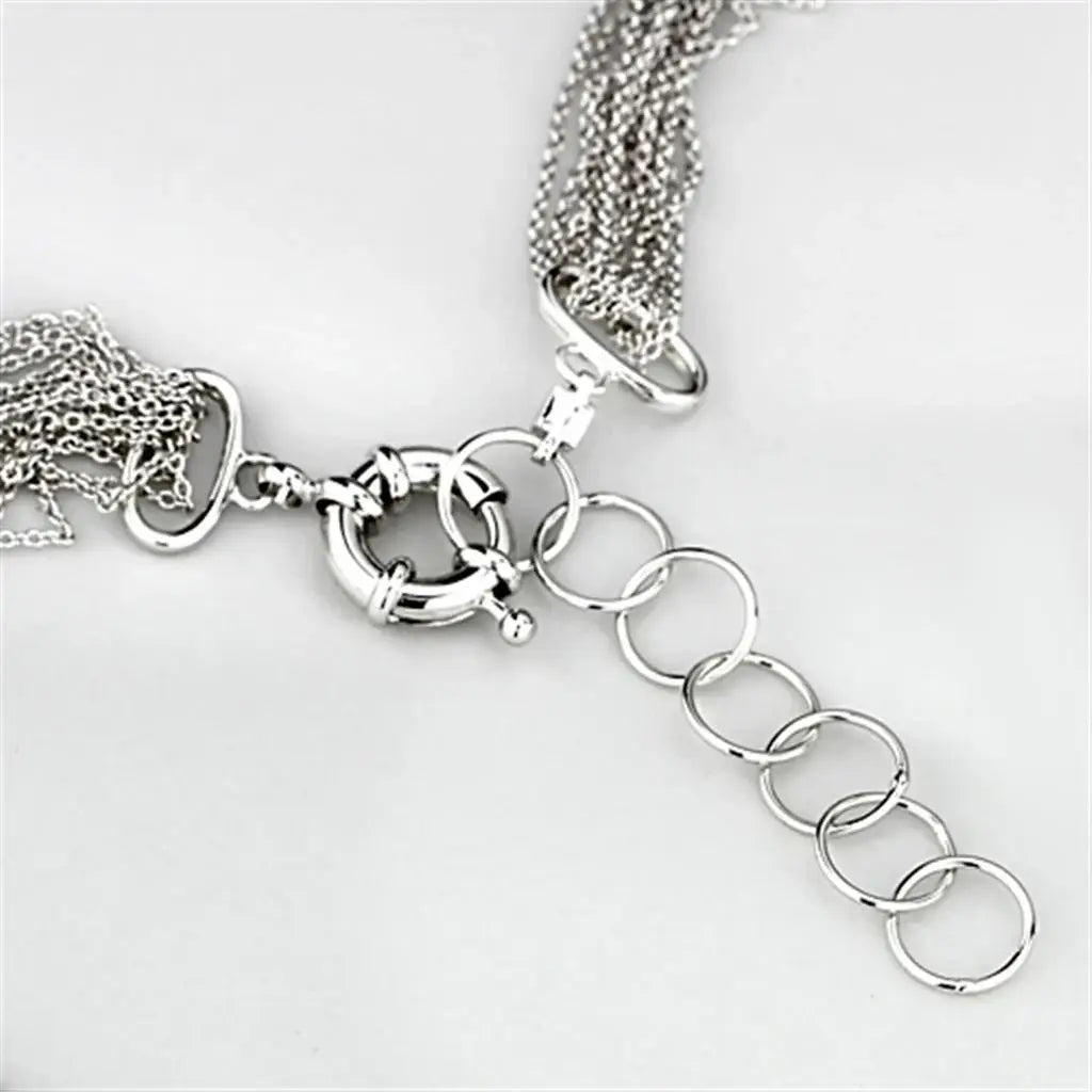 Alamode Rhodium Brass Necklace with No Stone - Alamode - Flyclothing LLC