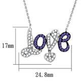Alamode Rhodium + Ruthenium Brass Necklace with AAA Grade CZ in Amethyst - Alamode