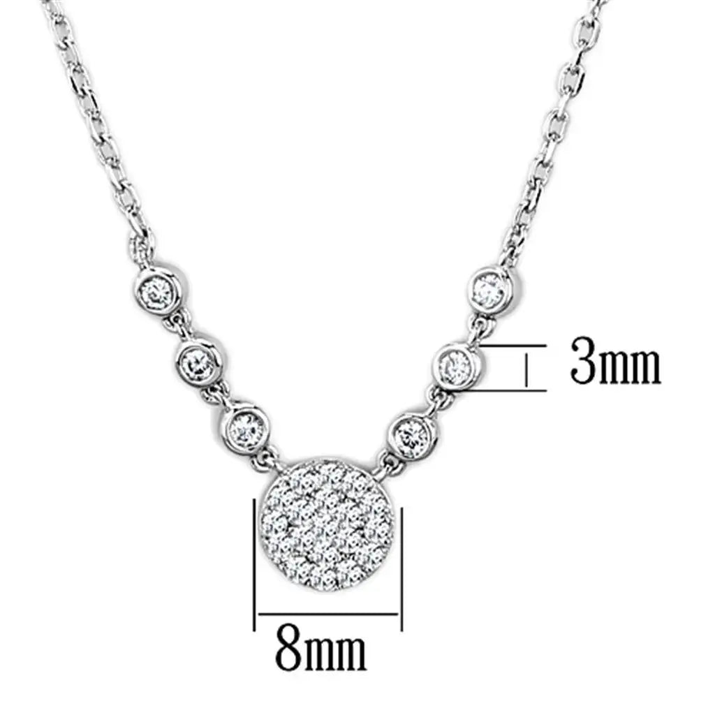 Alamode Rhodium Brass Necklace with AAA Grade CZ in Clear - Alamode - Flyclothing LLC