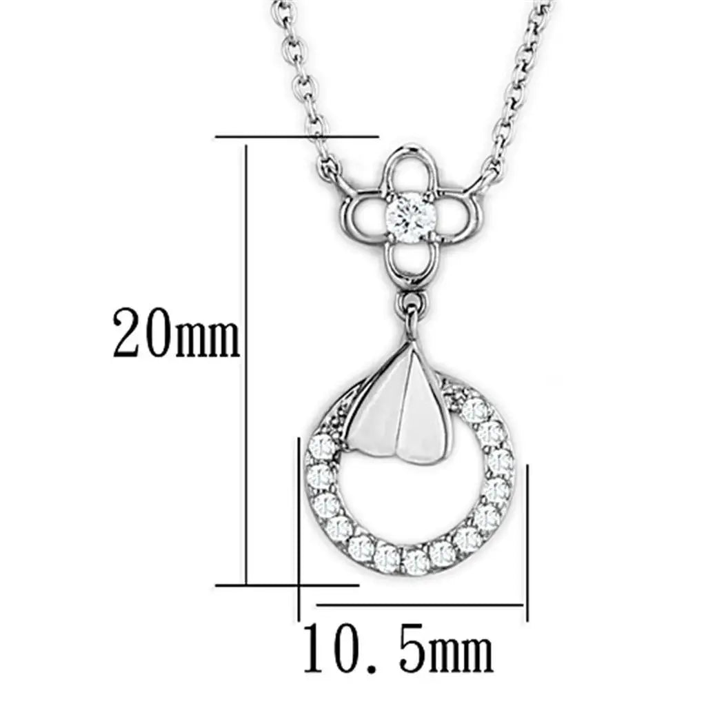 Alamode Rhodium Brass Necklace with AAA Grade CZ in Clear - Alamode - Flyclothing LLC