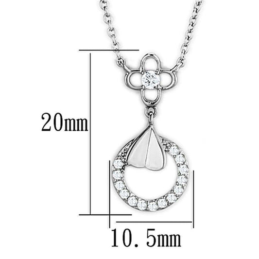 Alamode Rhodium Brass Necklace with AAA Grade CZ in Clear - Alamode - Flyclothing LLC
