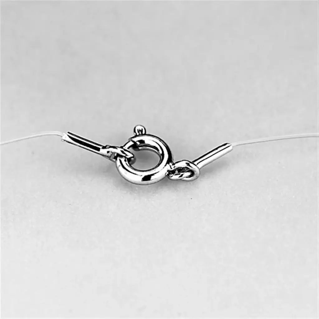 Alamode Rhodium Brass Necklace with AAA Grade CZ in Clear - Alamode - Flyclothing LLC