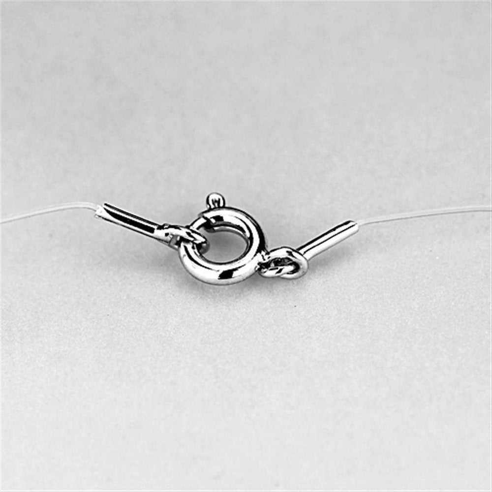 Alamode Rhodium Brass Necklace with AAA Grade CZ in Clear - Alamode - Flyclothing LLC