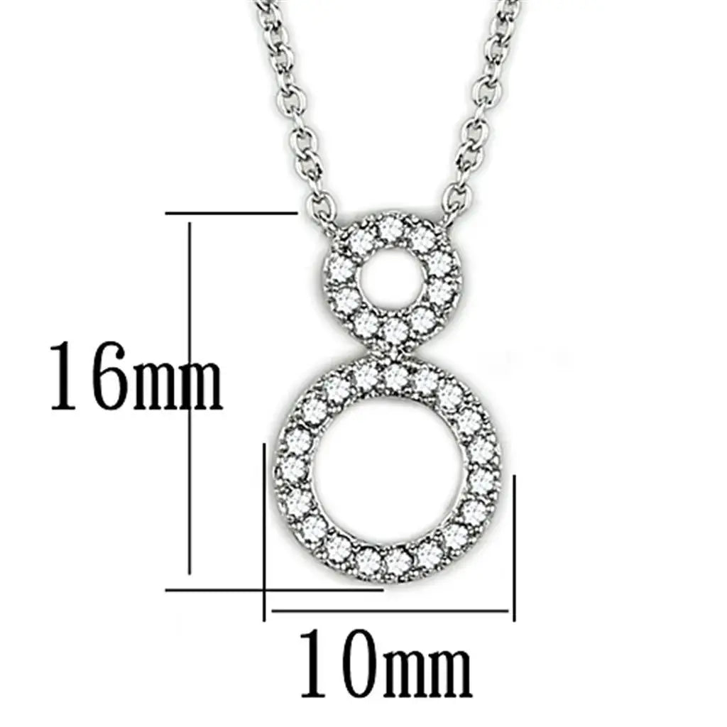 Alamode Rhodium Brass Necklace with AAA Grade CZ in Clear - Alamode - Flyclothing LLC