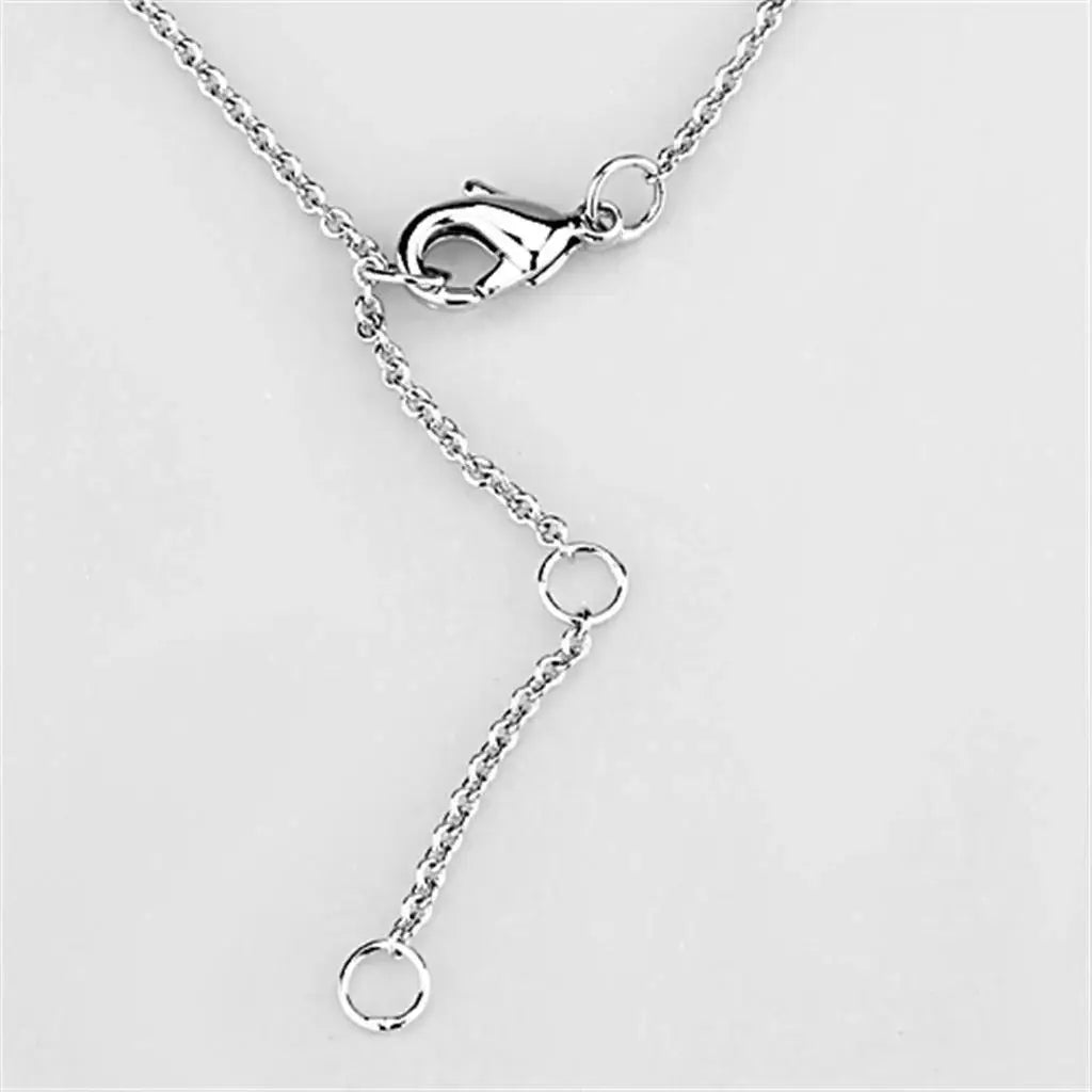 Alamode Rhodium Brass Necklace with AAA Grade CZ in Clear - Alamode - Flyclothing LLC