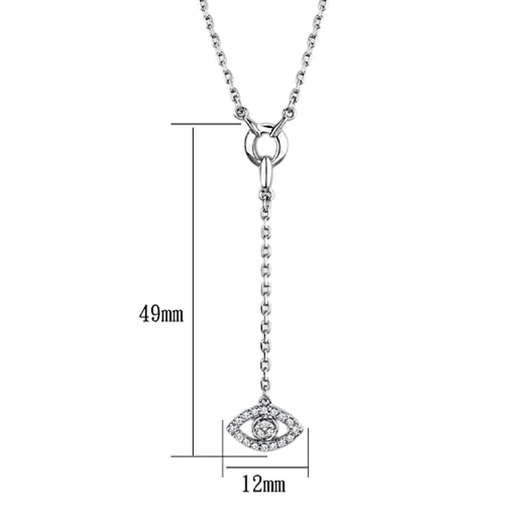 Alamode Rhodium Brass Necklace with AAA Grade CZ in Clear - Alamode - Flyclothing LLC