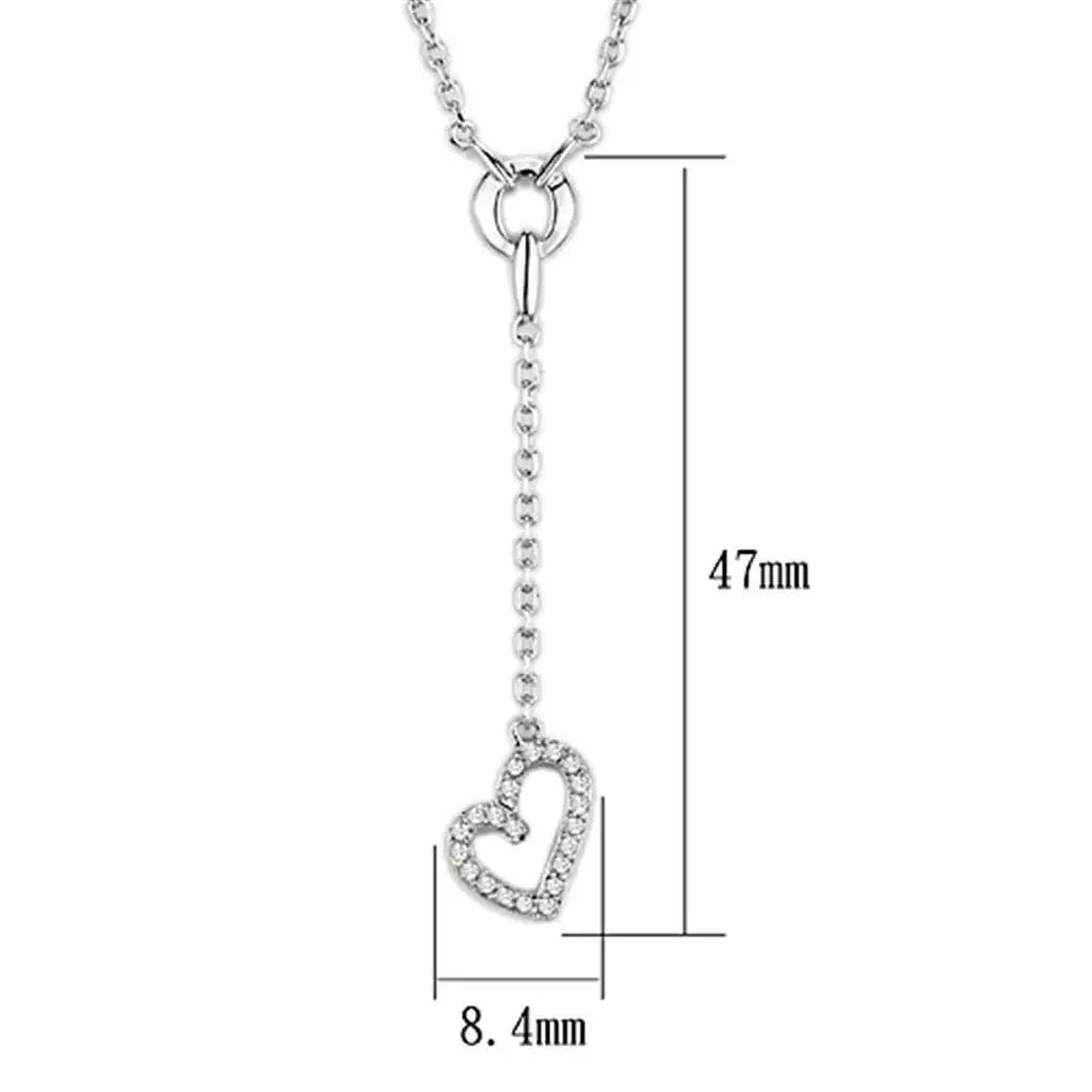 Alamode Rhodium Brass Necklace with AAA Grade CZ in Clear - Alamode - Flyclothing LLC