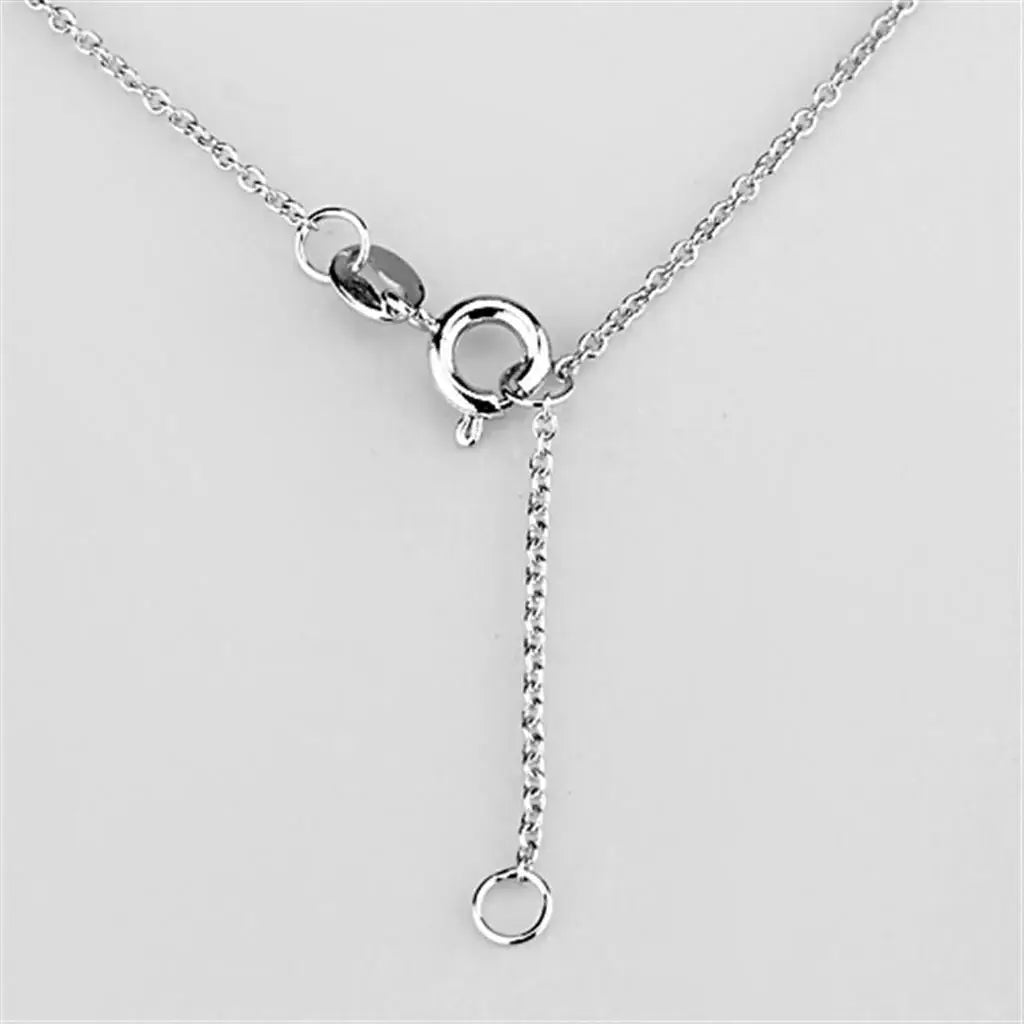 Alamode Rhodium Brass Necklace with AAA Grade CZ in Clear - Alamode - Flyclothing LLC
