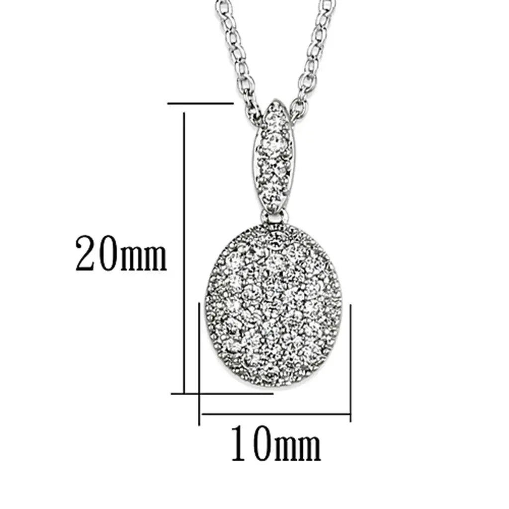 Alamode Rhodium Brass Necklace with AAA Grade CZ in Clear - Alamode - Flyclothing LLC