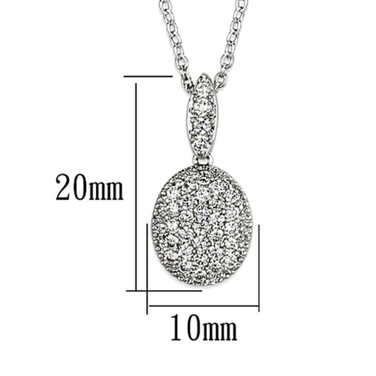 Alamode Rhodium Brass Necklace with AAA Grade CZ in Clear - Alamode - Flyclothing LLC