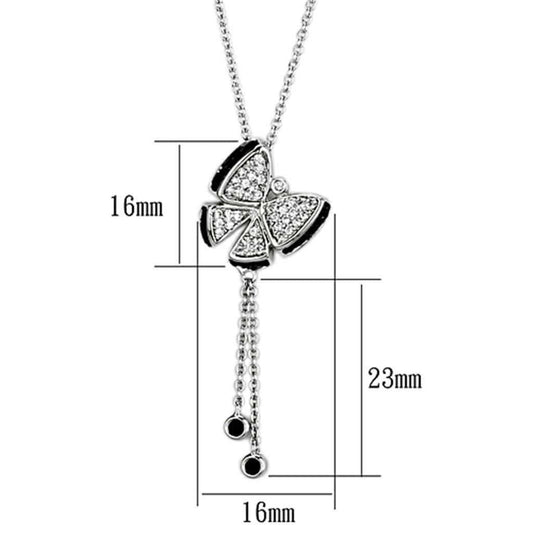 Alamode Rhodium + Ruthenium Brass Necklace with AAA Grade CZ in Black Diamond - Alamode - Flyclothing LLC