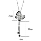 Alamode Rhodium + Ruthenium Brass Necklace with AAA Grade CZ in Black Diamond - Alamode