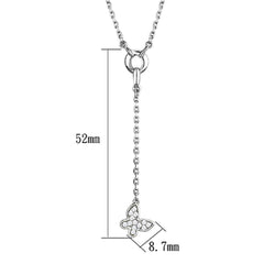 Alamode Rhodium Brass Necklace with AAA Grade CZ in Clear - Alamode