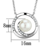 Alamode Rhodium Brass Necklace with Synthetic Pearl in White - Alamode - Flyclothing LLC