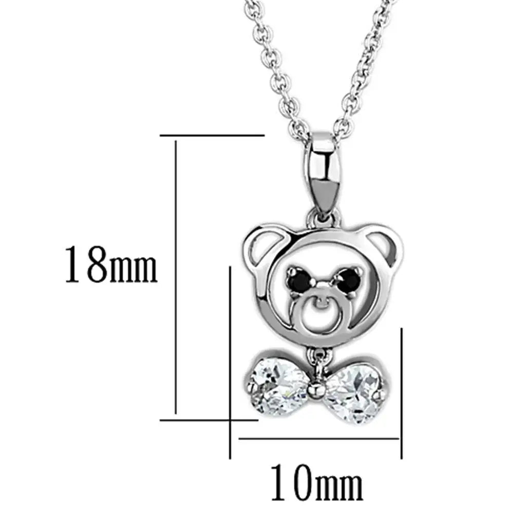 Alamode Rhodium Brass Necklace with AAA Grade CZ in Clear - Alamode - Flyclothing LLC