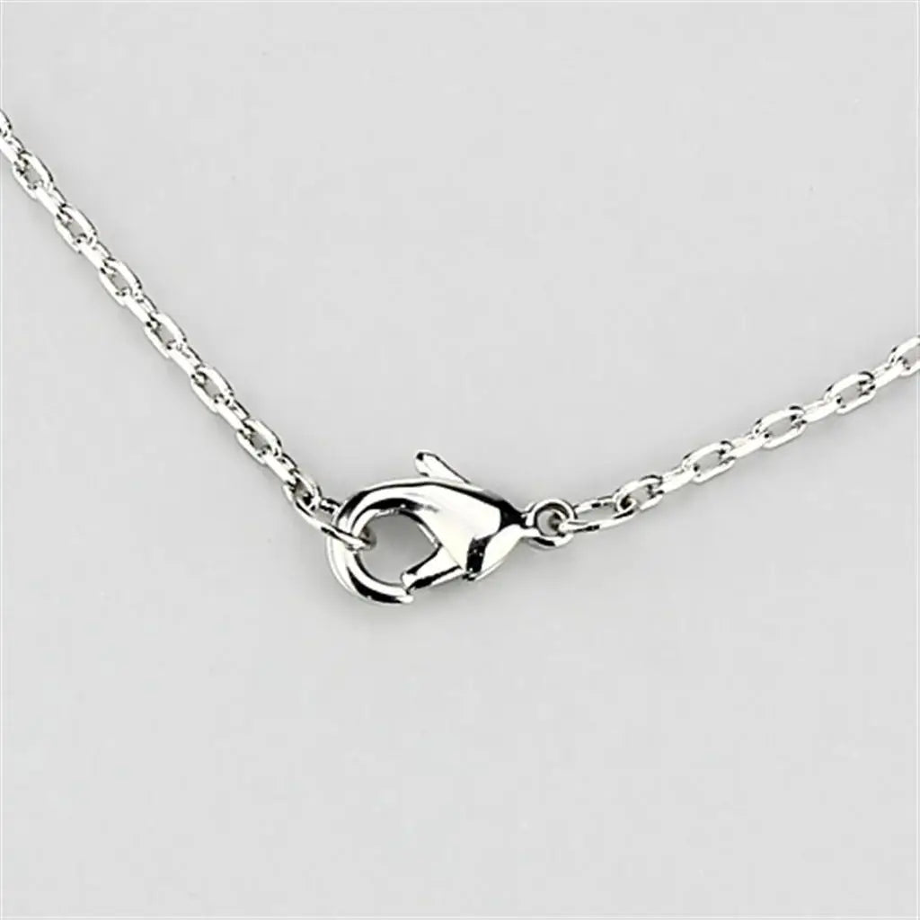 Alamode Rhodium Brass Necklace with AAA Grade CZ in Clear - Alamode - Flyclothing LLC