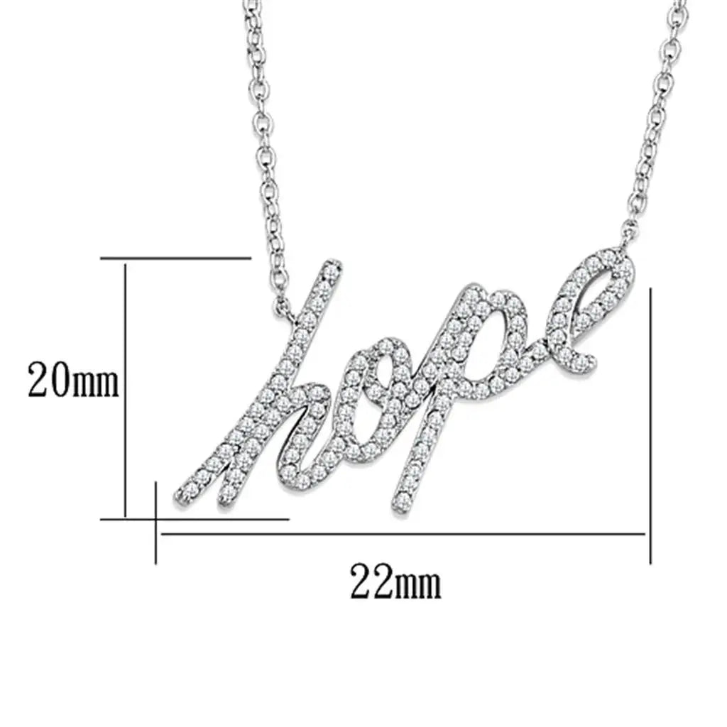 Alamode Rhodium Brass Necklace with AAA Grade CZ in Clear - Alamode - Flyclothing LLC