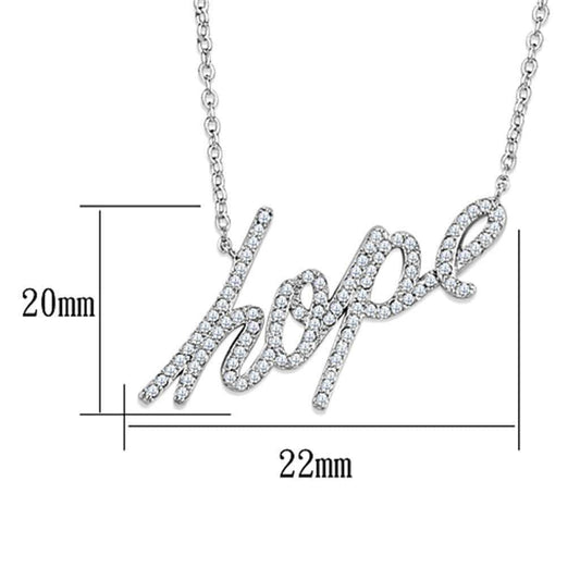 Alamode Rhodium Brass Necklace with AAA Grade CZ in Clear - Alamode - Flyclothing LLC