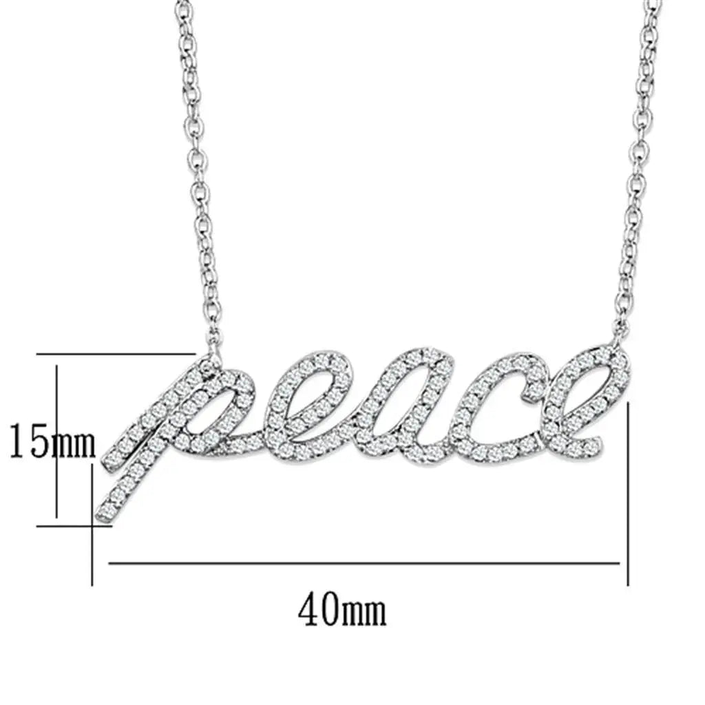 Alamode Rhodium Brass Necklace with AAA Grade CZ in Clear - Alamode - Flyclothing LLC