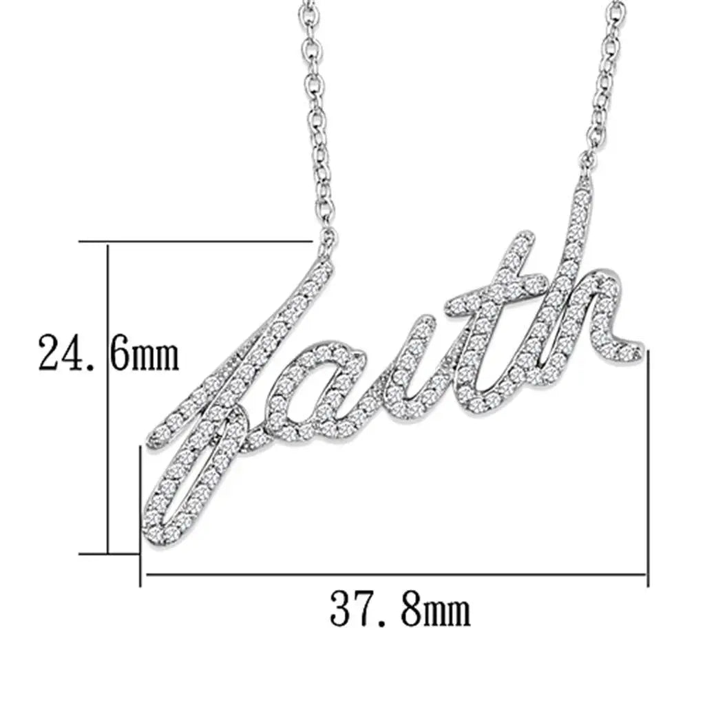 Alamode Rhodium Brass Necklace with AAA Grade CZ in Clear - Alamode - Flyclothing LLC