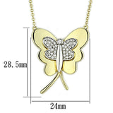 Alamode Gold+Rhodium Brass Necklace with AAA Grade CZ in Clear - Alamode