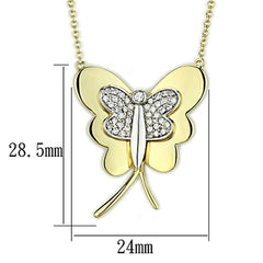 Alamode Gold+Rhodium Brass Necklace with AAA Grade CZ in Clear - Flyclothing LLC