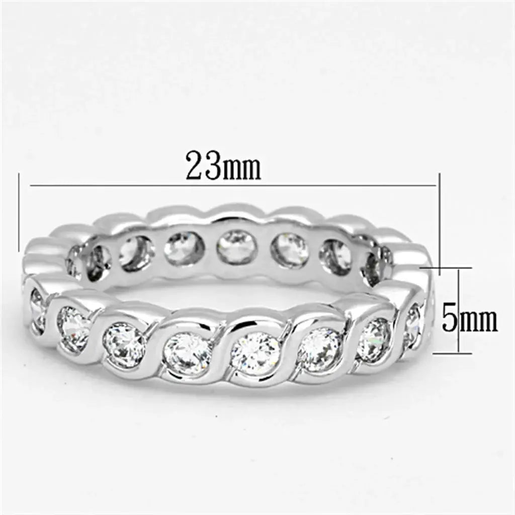 Alamode Rhodium Brass Ring with AAA Grade CZ in Clear - Alamode - Flyclothing LLC