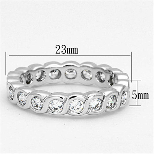 Alamode Rhodium Brass Ring with AAA Grade CZ in Clear - Alamode - Flyclothing LLC