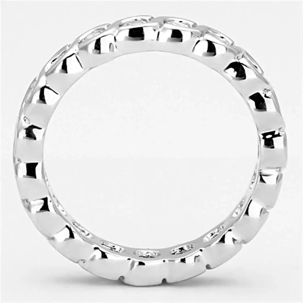 Alamode Rhodium Brass Ring with AAA Grade CZ in Clear - Alamode - Flyclothing LLC